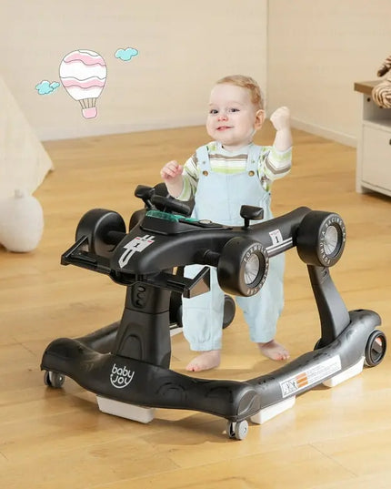 Costway™ 4‑in‑1 Foldable Activity Baby Walker | Adjustable Height & Push Car