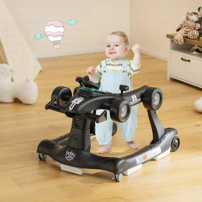 Costway™ 4‑in‑1 Foldable Activity Baby Walker | Adjustable Height & Push Car