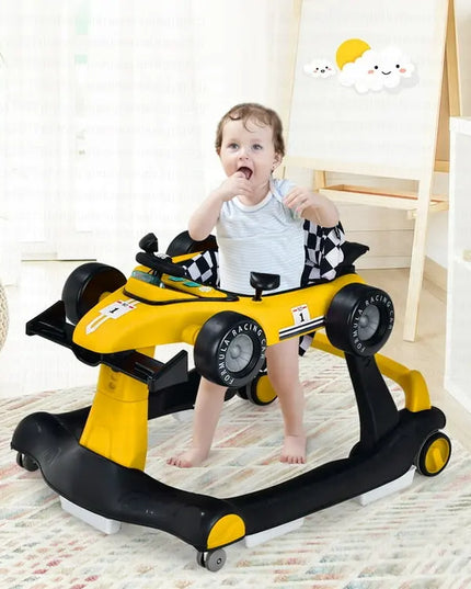 Costway™ 4‑in‑1 Foldable Activity Baby Walker | Adjustable Height & Push Car