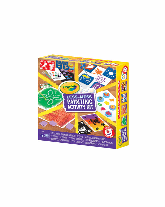 Crayola Less-Mess Painting Activity Kit packaging on a white background