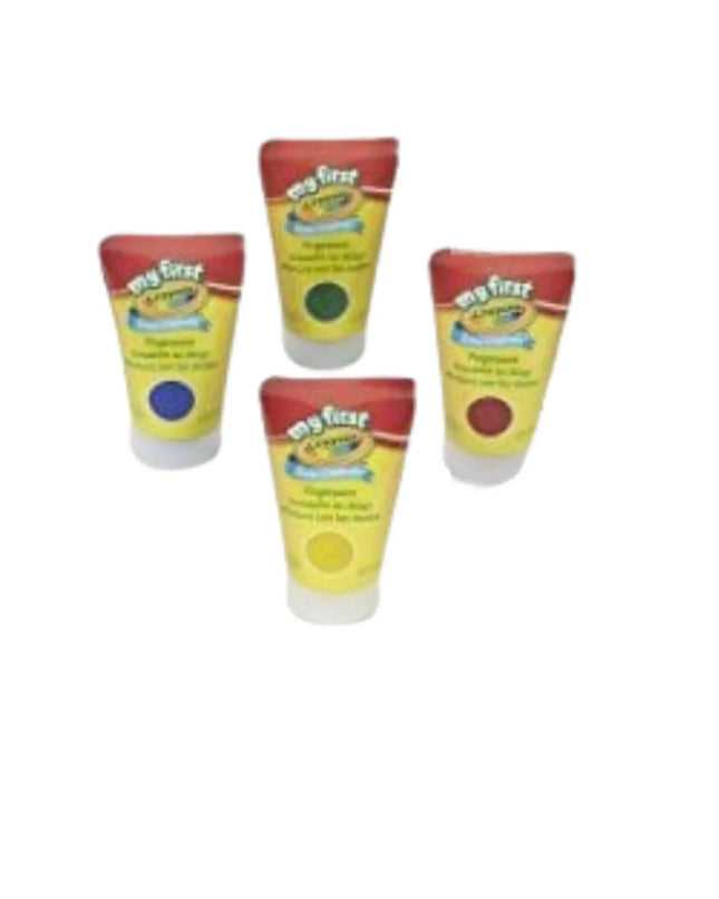 Four small tubes of colorful gel on a white background