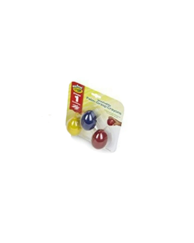 Three colorful plastic balls in a Crayola packaging on a white background