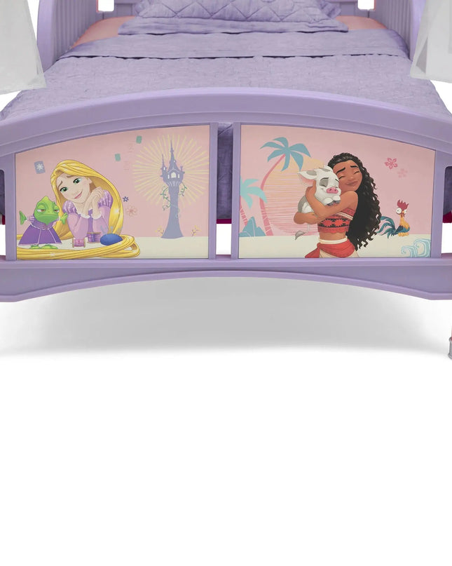 Children's bed with cartoon character graphics on a white background