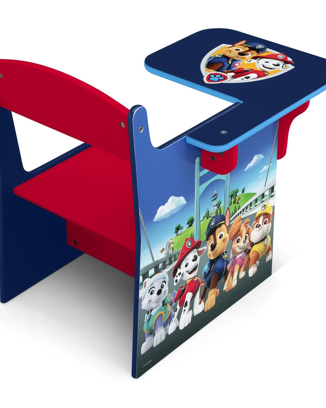 Children's desk and chair set with Paw Patrol design on a white background