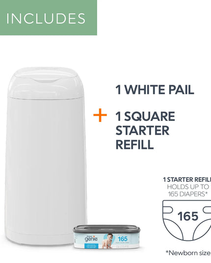 White pail with square starter refill included, featuring Genie brand on a white background.