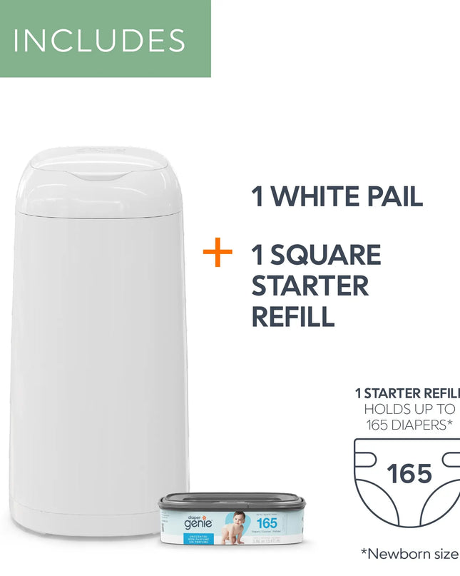 White pail with square starter refill included, featuring Genie brand on a white background.