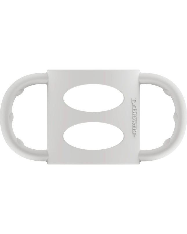 White plastic clip with two oval slots on a white background