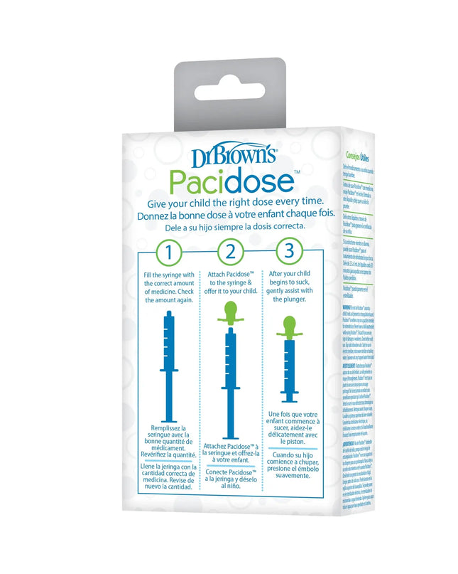 Dr. Brown’s® Pacidose™ Baby & Toddler Liquid Medicine Dispenser with Oral Syringe – 0–6 M & 6–18 M Bulbs, BPA-Free