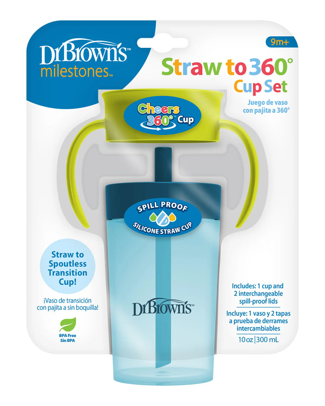 Dr. Brown's Straw to 360° Cup Set packaging on a white background