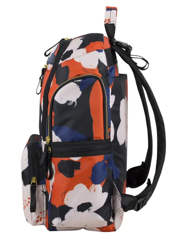 Backpack with floral pattern on a white background