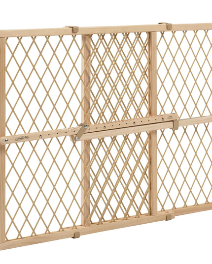 Beige lattice-style gate on a white background