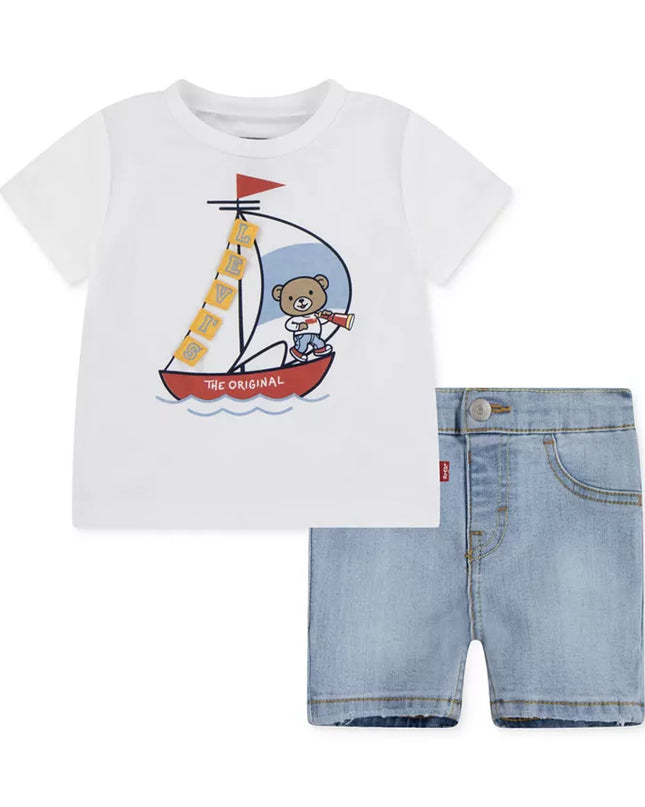 Levi’s Baby Boys Sailing Tee & Denim Shorts Set
