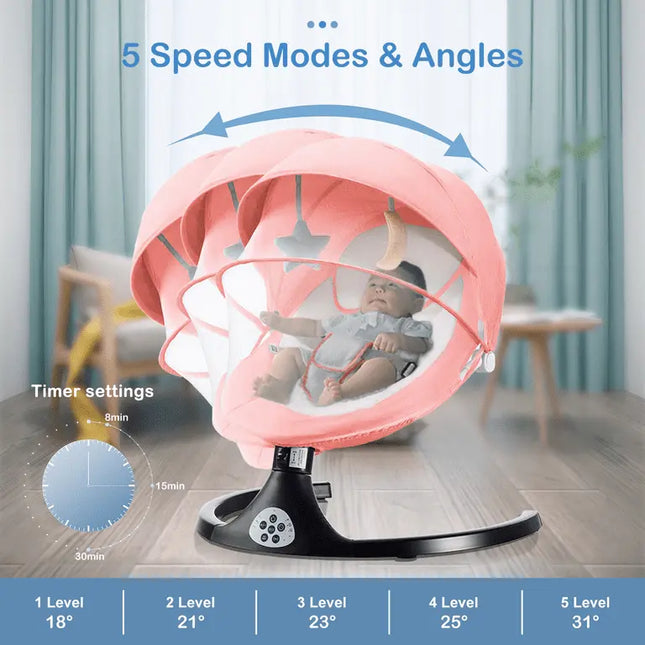 G TALECO GEAR Portable Baby Swing and Bouncer for Infants with 5 Speed Settings and Bluetooth Control