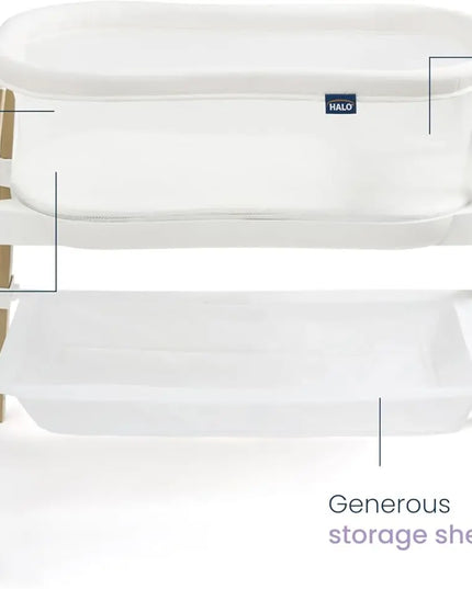 White Bassinet with features highlighted on a white background
