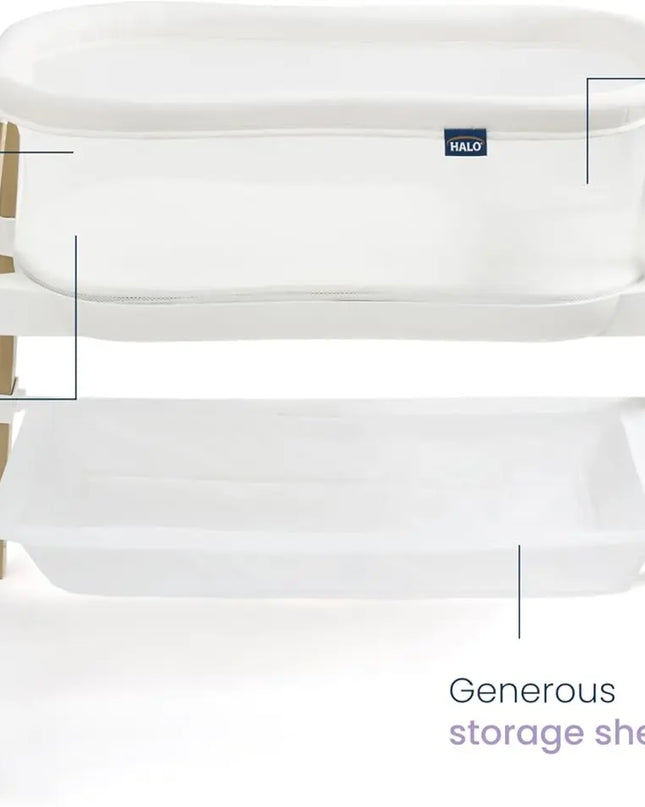 White Bassinet with features highlighted on a white background