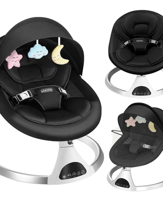 HARPPA™ Electric Baby Swing – 5 Speeds, Remote Control, Bluetooth Music + Mosquito Net | Nursery Essential