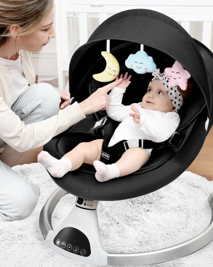 HARPPA™ Electric Baby Swing – 5 Speeds, Remote Control, Bluetooth Music + Mosquito Net | Nursery Essential