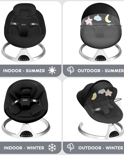 HARPPA™ Electric Baby Swing – 5 Speeds, Remote Control, Bluetooth Music + Mosquito Net | Nursery Essential