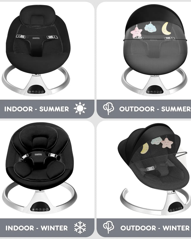 HARPPA™ Electric Baby Swing – 5 Speeds, Remote Control, Bluetooth Music + Mosquito Net | Nursery Essential