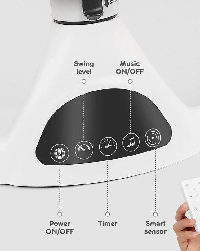 HARPPA™ Electric Baby Swing – 5 Speeds, Remote Control, Bluetooth Music + Mosquito Net | Nursery Essential