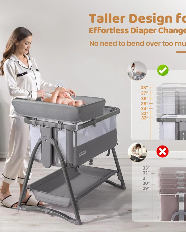 JOYMOR™ 5‑in‑1 Bedside Bassinet & Changing Table | Height Adjustable