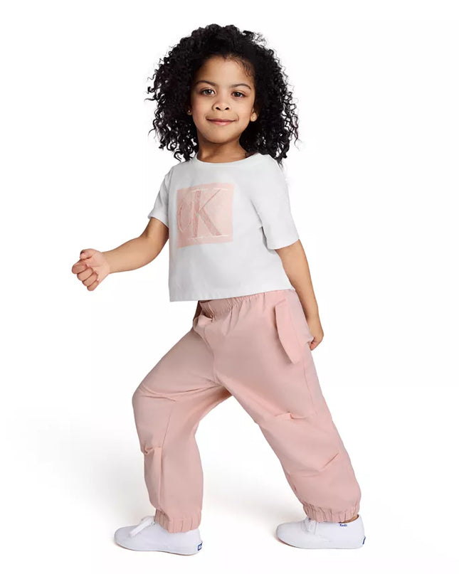 Calvin Klein Toddler/Little Girls Logo Boxy T‑Shirt & Baggy Pants Set