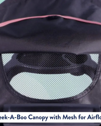 Close-up of a Peek-A-Boo Canopy with Mesh for Airflow on a product, with a light blue background.