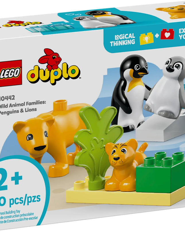 LEGO Duplo packaging with penguins and lions on a white background