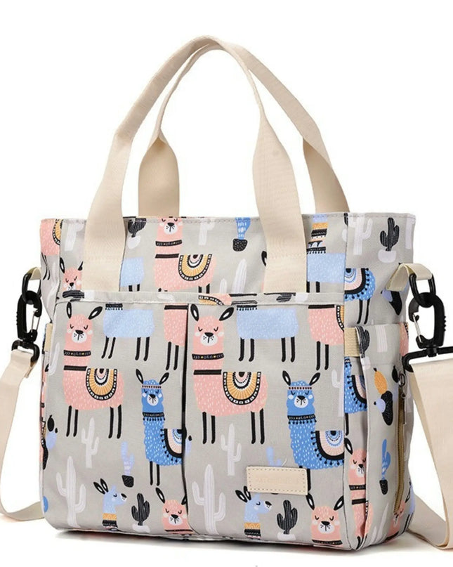Tote bag with llama pattern on a white background