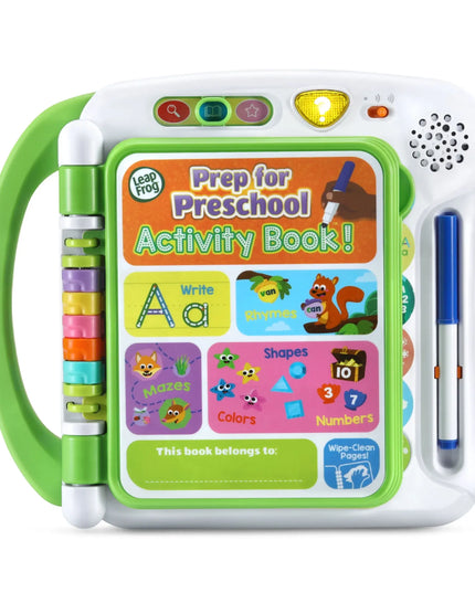 LeapFrog activity book for preschoolers with colorful design and educational content.