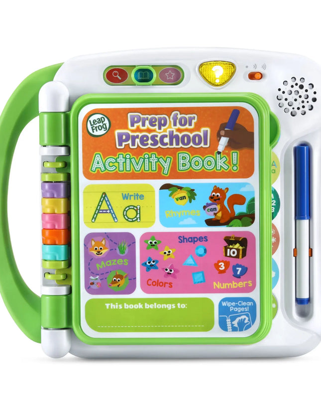 LeapFrog activity book for preschoolers with colorful design and educational content.