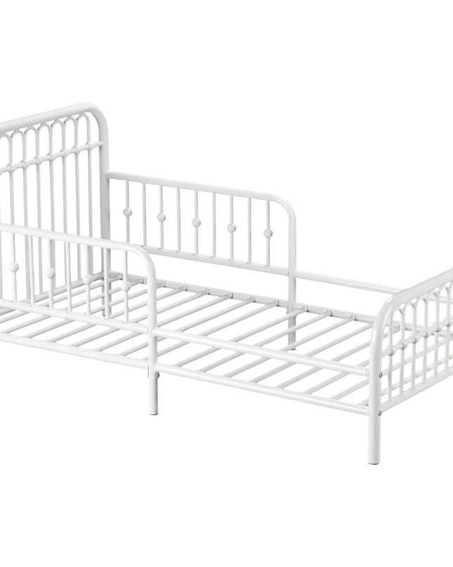 White metal bed frame on a white background