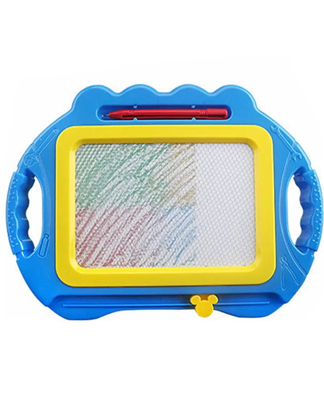 Toy drawing board with magnetic pen on a white background