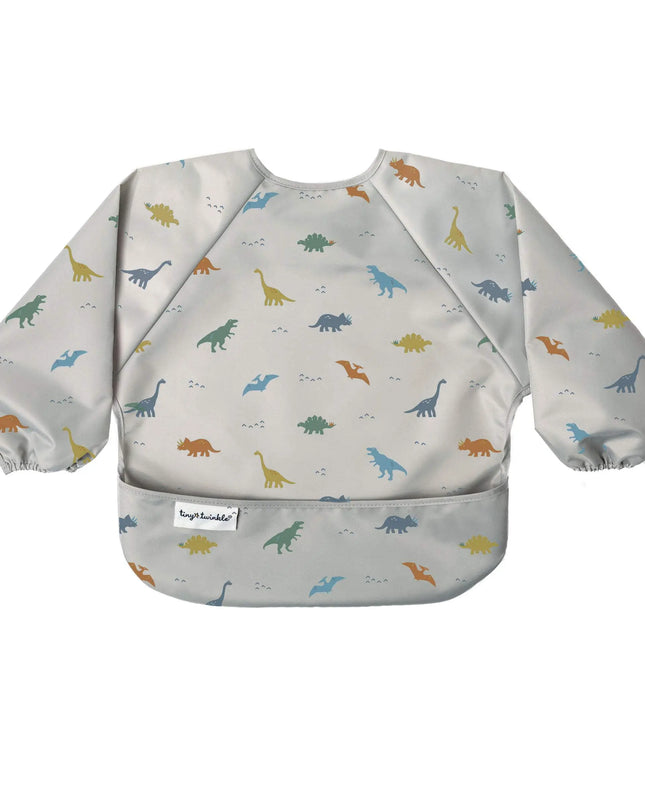 Baby bib with dinosaur pattern on a white background