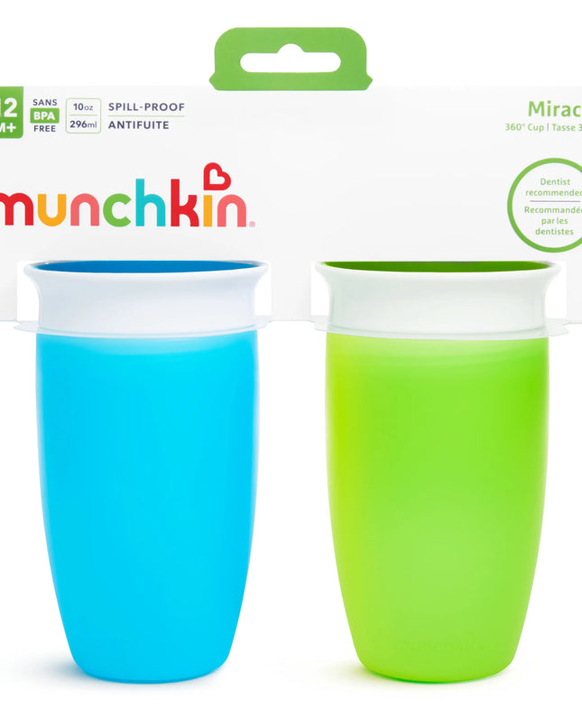 Munchkin® Miracle® 360° 10 oz Toddler Sippy Cup – 2‑Pack, No‑Spill