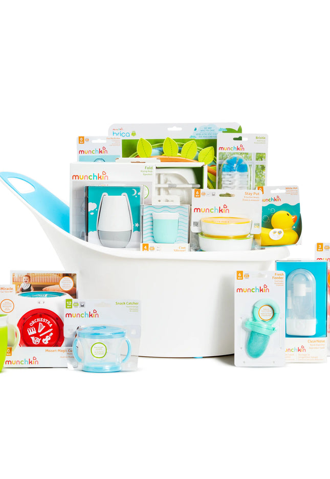 Munchkin® My Munchkin Gift Basket - Ideal for Baby Showers, Featuring 15 Neutral Unisex Baby Products