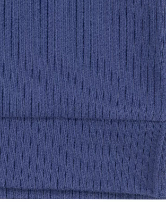 Close-up of a blue ribbed fabric texture