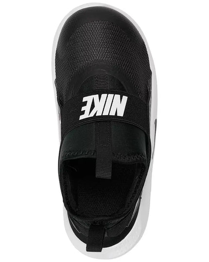 Black Nike slip-on shoe on a white background