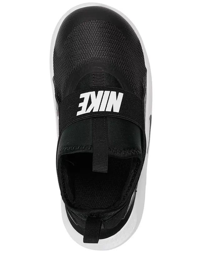 Black Nike slip-on shoe on a white background