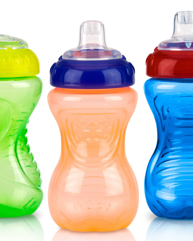 Nuby No-Spill Easy Grip Soft-Spout Sippy Cup – 10 oz, 3‑Pack