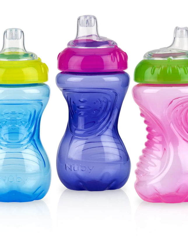 Nuby No-Spill Easy Grip Soft-Spout Sippy Cup – 10 oz, 3‑Pack