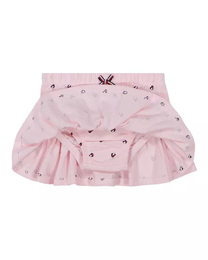 Pink skirt with ruffles on a white background