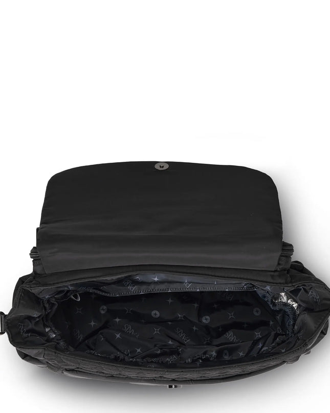 Black backpack on a white background