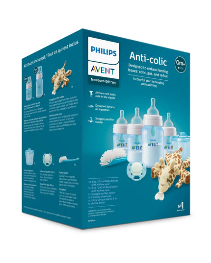 Philips Avent anti-colic baby bottle set packaging on a white background