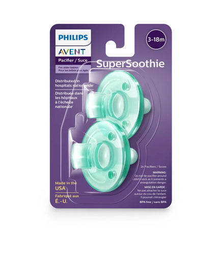 Philips Avent SuperSoothie pacifier packaging on a white background