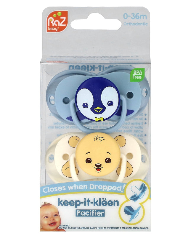 Razbaby Keep-It-Kleen, Pacifier, 0-36 Months, 2 Pack