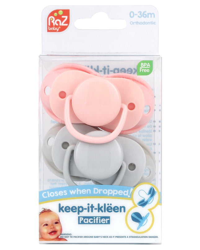 Razbaby Keep-It-Kleen, Pacifier, 0-36 Months, 2 Pack