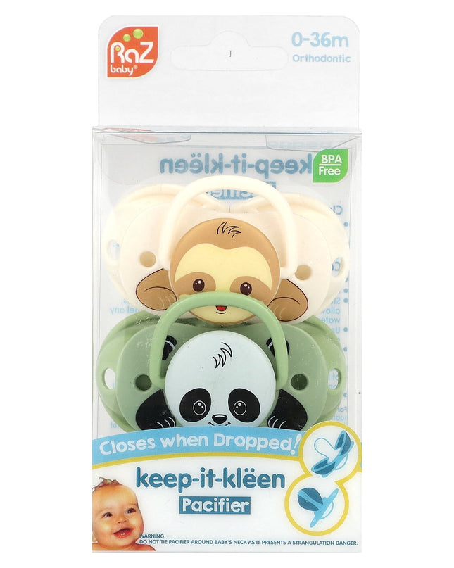 Razbaby Keep-It-Kleen, Pacifier, 0-36 Months, 2 Pack