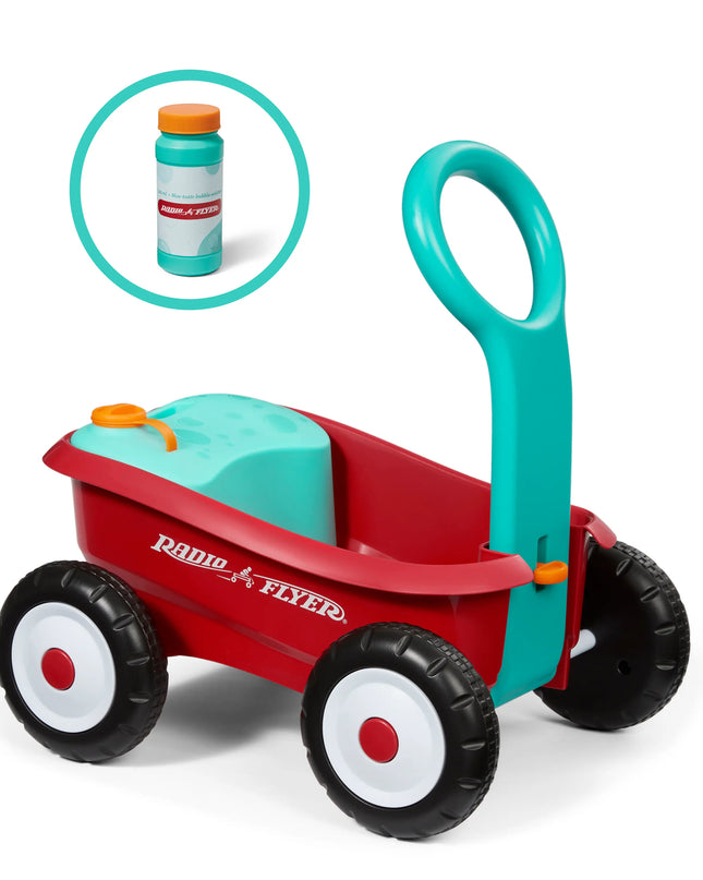 Radio Flyer Push & Pull Bubble Buddy Walker Wagon - Non-Battery Operated Bubble Machine for Children Aged 1-4 Years