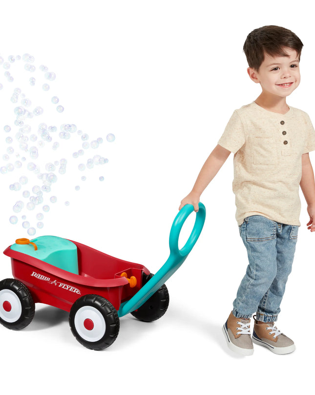 Radio Flyer Push & Pull Bubble Buddy Walker Wagon - Non-Battery Operated Bubble Machine for Children Aged 1-4 Years